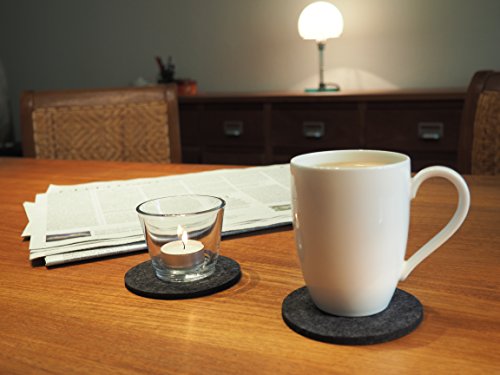 FILU Filzuntersetzer rund 8er Pack (Farbe wählbar) dunkelgrau – Untersetzer aus Filz für Tisch und Bar als Glasuntersetzer / Getränkeuntersetzer für Glas und Gläser - 5