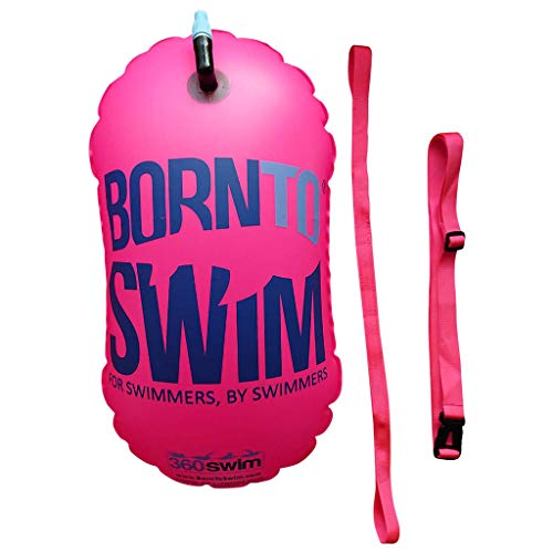 BornToSwim - Boa da Traino Unisex per Adulti, per nuotatori, Unisex Adulto, BUO-TO-U-E-O-LL, Rosa mit Born To Swim Logo, 28 x 49 cm