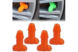 EHOTER 4PCS Funny Valve Stem Caps Penis Valve Stem Caps Universal Car Penis Tire Caps Luminous Penis Shaped Valve Caps (Orange)