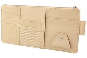 Organisateur de pare soleil de voiture, Riloer Accessoires intérieurs automatiques Poche de rangement Organisateur de camion Poche Porte-étui en tissu Sac Beige