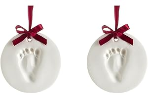 Pearhead Ornement Souvenir Empreinte Main/Pied, Blanc, 1 Unité (Lot de 2)
