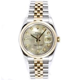 Rolex Mens New Style Heavy Band Stainless Steel & 18K Gold Datejust Model 116233 Jubilee Band Fluted Bezel Mother Of Pearl Diamond Dial