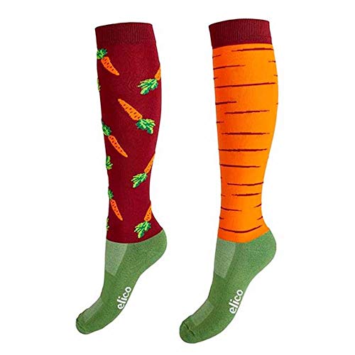 Elico Chaussettes d'équitation Motif carotte Taille unique 38-42