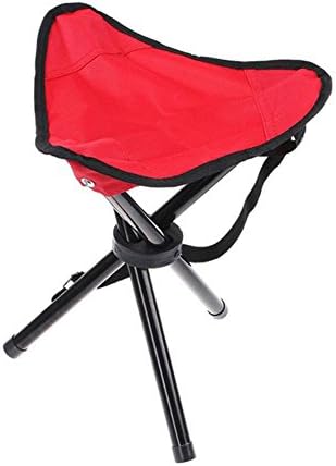 Wskderliner Folding Stool Portable Lightweight Camping Fishing Hiking Triangle Chair Pocket Canvas Tripod with 3 Iron Legs(Red)