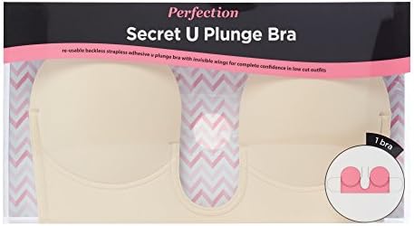 Perfection Beauty Natural 'U Shape' Non-Wired Moulded Plunge Backless Stick-On Bra B