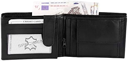 Real Leather Mens Wallet Black Horizontal 5 x 3.5 (Satin Purse Wallet
