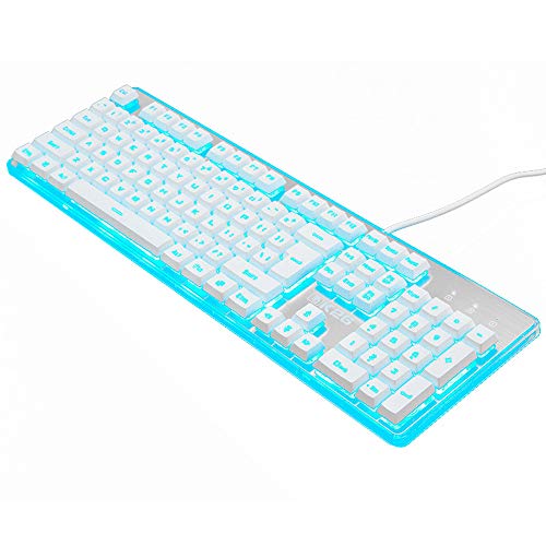 Preisvergleich Produktbild Guanwen Gaming Keyboard, mechanische Feel Blue Hintergrundbeleuchtung Multimedia Metall ergonomische USB verdrahtete Spiel Tastatur für PCLaptop / Computer