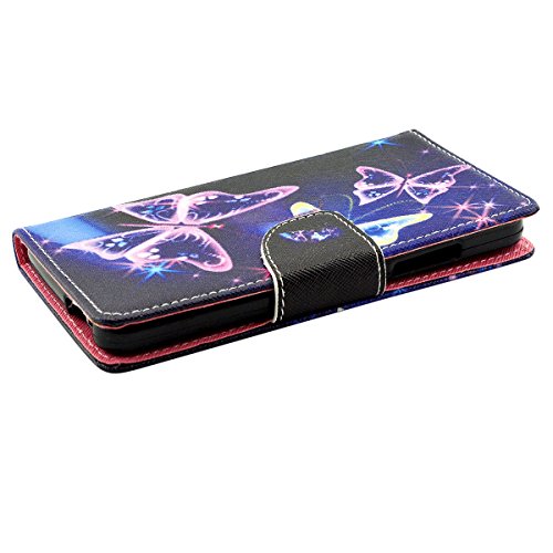 Wiko Freddy Handyhülle, Fraelc® Schutzhülle für Wiko Freddy Hülle Silikon TPU Schutz Lederhülle Backcover Flip Case Wallet Tasche mit Standfunktion Kartenfächer Handytasche für Wiko Freddy – Purple Butterfly Muster - 3