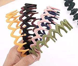 HOMEMATES 6 Pieces Plastic Hairband Women Non-slip Wave Headband Resin Matte Hair Hoop Hair Band Zig Zag Hair Bands For Girls Hair Accessories