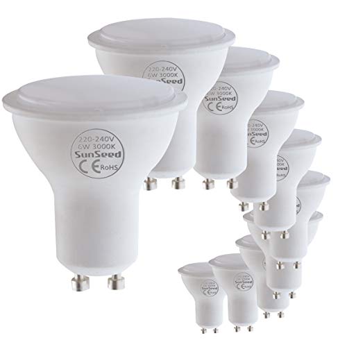 SunSeed 10x Bombilla LED GU10 6W = 50W Blanco Cálido 3000K 120°