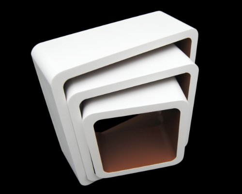 3er Set Lounge Cube Regal Design Retro 70er Wandregal Hängeregal in Weiß Espresso Braun Matt - 3