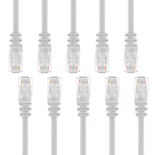 (10-Stück) 0,3m Cat5e Ethernet-Netzwerkkabel, Gearit Cat5 UTP Lan Netzwerk-Patch-Kabel Cat-5e 2x RJ45 Stecker für Switch/Router/Modem/Patchpannel/Access Point/Patchfelder, Weiß