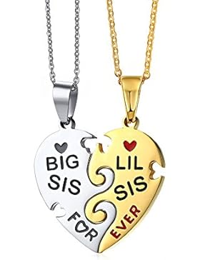 Partner Anhänger HerzKette Best Friends / Schwester Anhänger Halskette 2 Stück