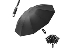 ERISED'S BIFROST Portátil Paraguas Plegable Invertido de Viaje Mango de Apertura/Cierre Automático Capa de Revestimiento/Protección UV Anti UPF 50 99,9% Paraguas de Golf Hombres Mujeres Diseño de Mango de Mosquetón