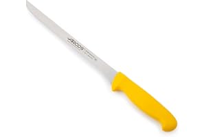 Arcos Serie 2900 - Cuchillo Jamonero Flexible - Hoja de Acero Inoxidable Nitrum de 240 mm - Mango inyectado en Polipropileno Color Amarillo