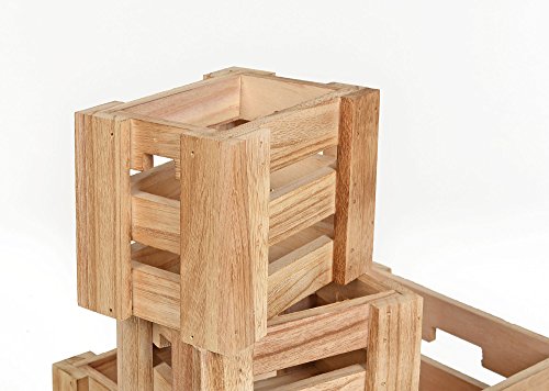 ts-ideen 4er Set Kisten Holztruhe Obstkiste Landhaus Stil Weinkiste Box Aufbewahrung Holzkiste natur Kinder Zimmer - 5