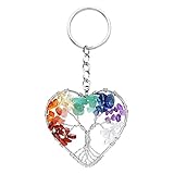 Mybota Tree Of Life Keyring 7 Chakra Healing Crystal Tumbled Stone Natural Gemstone Car Key Chain Reiki Healing Keychain For Friendship Women Men Girls Bikes Home Mothers Day Gifts