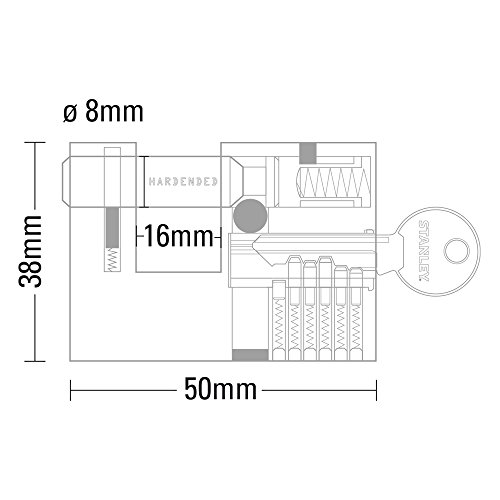 STANLEY Solid Brass Bayonette Vorhangschloss 50mm, 3 Schlüssel, S742-025, Schloss - 4