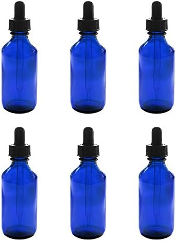 1oz Cobalt Blue Glass Bottles with Glass Eye Dropper - Pack of 6