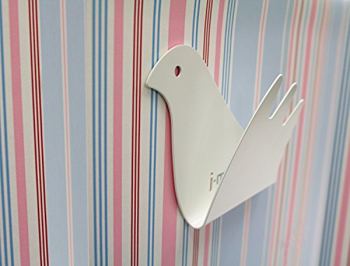 j-me JMEBIRD-WALL bird Wandhalter, Metall, 9,5 x 3,8 x 14,6 cm, weiß - 5