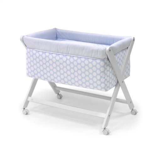 Cambrass 46 x 78 cm Wooden Crib X with Fabrics Collection Ter (Blue/ White Spotted)