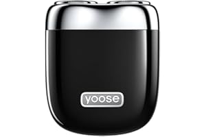 yoose MINI Afeitadora Eléctrica para Hombres, Afeitadora Eléctrica de Aleación para Hombres, Afeitadora Impermeable IPX7 con Motor de 8000 RPM, Cable Tipo C y Cabezal de Afeitado Magnético, Negro