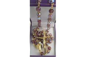 ROSARYBEADS Glass Rosary.Gilt Plated Crucifix and Our Lady Centre. Strong Rosary Beads. Italian Rosary. Catholic Rosary. Prayer Rosary Beads. Glass Bead Rosary. Gift Rosary.Our Lady Rosary Beads.