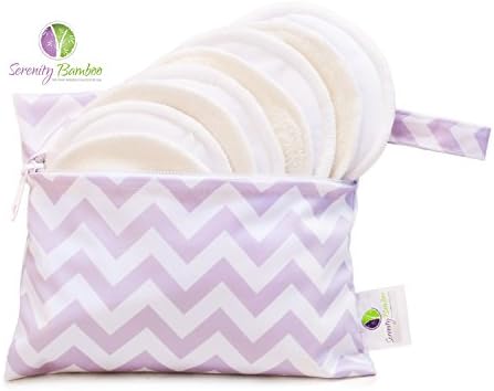 Washable Organic Bamboo Daytime Nursing Pads 8 pack (4 pair) Small Size with Laundry Bag - Natural and Reusable, Ultra Soft, and Super Absorbent for the Ultimate Luxury Breast Pad - By Serenity Bamboo