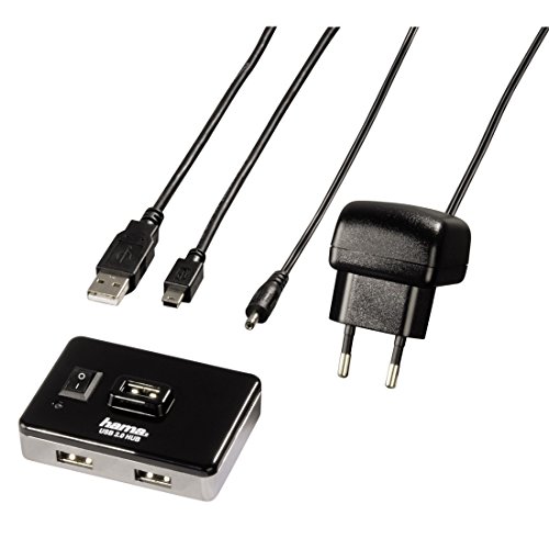 Hama 4-Port USB-2.0 Hub mit Netzteil und Ein-/Ausschalter, kompatibel auch mit Windows 10, schwarz/silber - 3