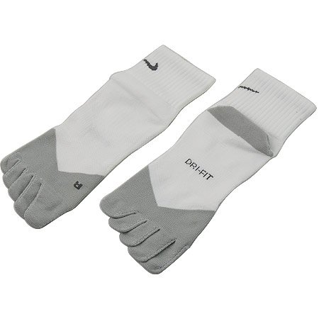 Nike Run 5 Toe Quarter Socks - White, X-Large