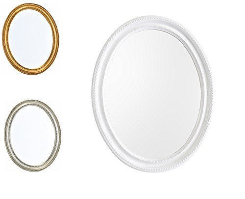 Spiegel Oval Barock Gold weiß silber Schminkspiegel Wandspiegel 37x47 Badspiegel (Gold)