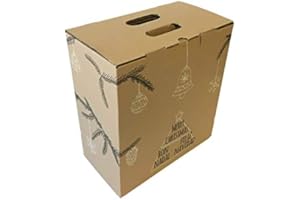 CAJADECARTON Pack 20 Cajas para lote navideño. Capacidad 6 botellas +Lote. Caja de Canal Doble con asa. Medidas exteriores 335 X 180 X 365 mm