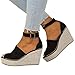 Produktbild HILOTU Damen-Sandalen Mit Keilabsatz Stilvolle Gemütliche Kortikale Spitzen Offenen Zehen Plattformen Sandalen Sommer Verstellbare Sling Back Metallschnalle Anti-Rutsch-Sandalen