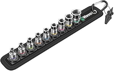 Wera 05003880001 belt 1 Jeu de Douilles à carré Zyklop à emmanchement 1/4" avec fonction de retenue, 10 pièces, Noir, Set de 10 pièces