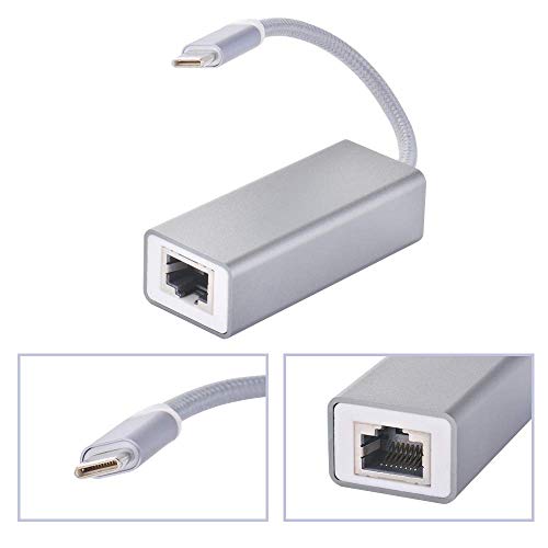 PHILED Adaptador USB C a Ethernet, USB Tipo C a RJ45 10/100/1000Mbps Adaptador LAN Ethernet con Cable, Compatible con MacBook/Pro ChromeBook PixelBook Samsung S8 / S9 (Astilla)