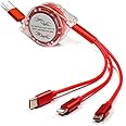BLAXSTOC Multi Retractable 3.0A Fast Charger Cord, Multiple Charging Cable 4Ft/1.2m 3-in-1 USB Charge Cord Compatible with Phone/Type C/Micro USB for All Android and iOS Smartphones (Random Colour)
