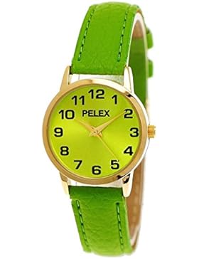 Elegante Kleine Pelex London Damen-Uhr Analog Quarz Armband-Uhr Klassisches Design Mint-Grün Gold