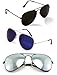Combo Set of 3 UV Protect Aviator Sunglasses for Men/Women Sunglasses( Black Black-Blue Mercury-Silver Mercury) RS.449.00