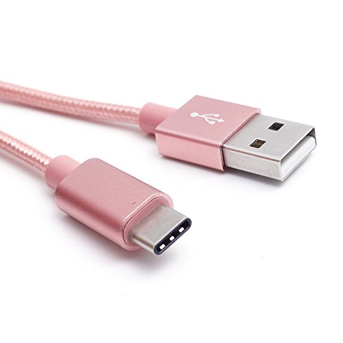iProtect USB-C Ladekabel und Datenkabel für Geräte mit USB-C Anschluss in Nylon Flechtoptik Roségold - 5