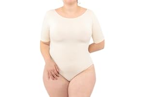 LEELA LAB Body Femme Grande Taille Manche Courte, Col Bateau et Fermeture Ajustable, Fabriqué avec Technologie Seamless Sans Couture - Made in Italy