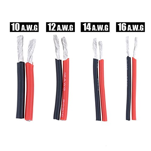 TILY 16 Gauge Silikon Draht 13.2 Füße [6.6 ft Schwarz und 6.6 ft Rot] High Temperature Resistant Weich und flexibel 16 AWG Silikon Draht - 3
