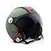 Produktbild ARMOR · AV-84 „Vintage Deluxe Green“ (Grün) · Jet-Helm · Chopper Bobber Mofa Scooter-Helm Motorrad-Helm Roller · ECE certified · Visier · Click-n-Secure Clip · Tragetasche · M (57-58cm)