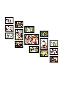 Shree Nath Creations Set of 15 Individual Black Wall Photo Frames || Mix Size || (1 Units of 8 X 10, 2 Units of 6 X 8, 2 Units of 5 x 7, 10 Units of 4 x 6),Inches ||