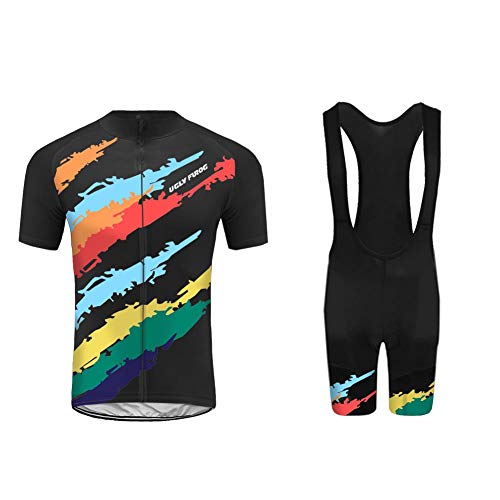 Uglyfrog Sommer Herren MTB Männer Fahrradtrikot Set, Radsportanzug Atmungsaktiv mit Radhose mit 3D Bib Sitzpolster für Fahrrad Rennrad
