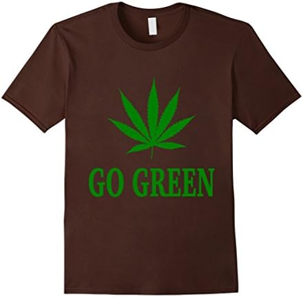 Men's Go Green Weed Pot Leaf T Shirt Medium Brown