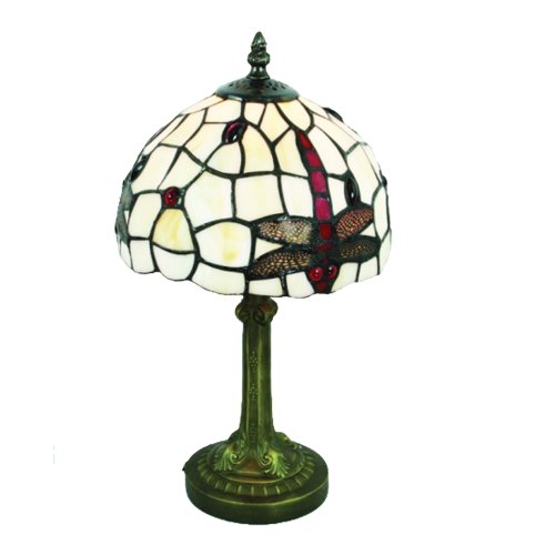 Lighting Web Co 8-inch Glass Dragonfly Beige Background, Red