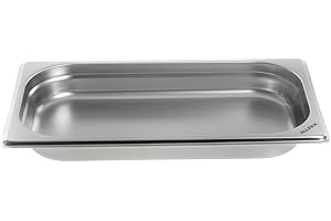 Allpax Récipient GN 1/3 en acier inoxydable – Hauteur 40 mm – Récipient gastronormique de qualité alimentaire et résistant à la chaleur, à égoutter ou comme insert de cuisson dans le réchaud