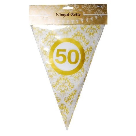 Wimpelkette 50 Goldhochzeit Ornamente, ca. 10 Meter