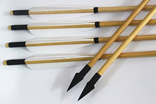 6 Pcs/Lot 33'' White Wooden Arrows with Turkey Feather Sharp Iron Tips Bow and Arrow Hunting