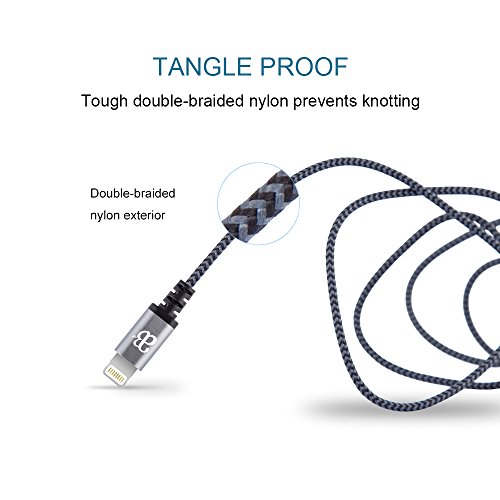 Super Fast Nylon Braided Charger cable for iPhone 5, iPhone 5s, iPhone 5c, iPhone 5se, iPhone 6, iPhone 6s, iPhone 7, iPhone 7s, iPhone 7s plus, iPad, iPod charging 8pin USB Lightning Cable High Speed Data Transfer Sync- [Apple MFi Certified UK Brand AELÂ®] [1 Meter] [Lifetime Warranty*] (Space Grey)